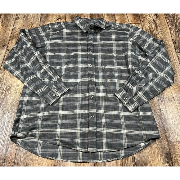 Exofficio Button Front Shirt 2XL XXL Long Sleeved Gray Plaid Quick Dry - Picture 1 of 5